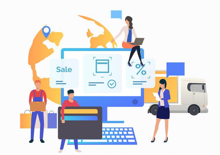 Team of online store working with customer